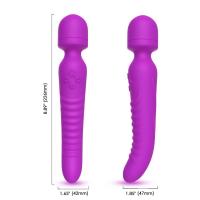 Mor Isıtmalı Çift Titreşim Motorlu Klitoris ve G Nokta Wand Orgazm Vibratör