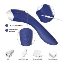 Mavi 9+9 Modlu Klitoris ve G-Spot Uyarıcı 2 in 1 Dil Vibratör