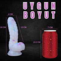 18 CM Renkli Benekli Tırtıklı Ultra Yumuşak Şeffaf Realistik Yapay Penis Dildo 
