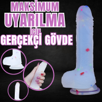 19 CM Renkli Benekli Ultra Yumuşak Dokulu Şeffaf Realistik Yapay Penis Dildo 