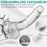 22 CM Realistik Jel Dokulu  Ultra Yumuşak Şeffaf Yapay Penis Dildo 