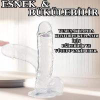 22 CM Realistik Jel Dokulu  Ultra Yumuşak Şeffaf Yapay Penis Dildo 