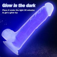 Karanlıkta Parlayan Dildo Ultra Realistik Yapay Penis Vibrator Mavi
