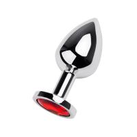 Kırmızı Metal Taşlı Özel Mücevheratlı Büyük Boy Metal Anal Plug Tıkaç