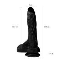 Kutsal Ejderja 21 CM Gerçekçi Dokulu Damarlı Vantuzlu Siyahi Dildo Realistik Penis
