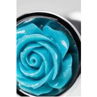 Mavi Taşlı Özel Gül Tasarımlı Metal Anal Plug Tıkaç