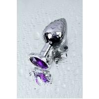 Mor Metal Taşlı Özel Mücevheratlı Orta Boy Metal Anal Plug Tıkaç