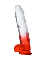 Realistik Jel Dokulu Vantuzlu Ultra Yumuşak Şeffaf Kırmızı Yapay Penis Dildo