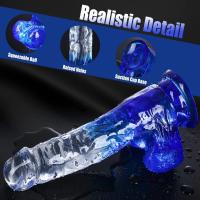 Realistik Jel Dokulu Vantuzlu Ultra Yumuşak Şeffaf Mavi Yapay Penis Dildo