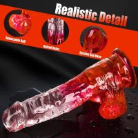 Realistik Jel Dokulu Vantuzlu Ultra Yumuşak Şeffaf Kırmızı Yapay Penis Dildo