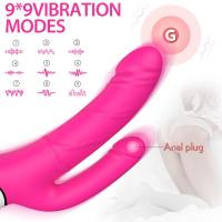 Şarjlı Tutma Aparatlı Çift Taraflı Anal ve G Nokta Uyarıcı Yumuşak Yapay Penis Çatal Vibratör