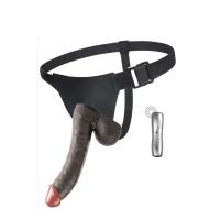 23 CM Realistik Titreşimli Belden Bağlamalı Siyah Zenci Yapay Penis Dildo Vibratör