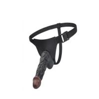 24 CM Realistik Titreşimli Belden Bağlamalı Kalın Siyah Zenci Yapay Penis Dildo Vibratör