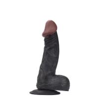 24 CM Realistik Titreşimli Belden Bağlamalı Kalın Siyah Zenci Yapay Penis Dildo Vibratör